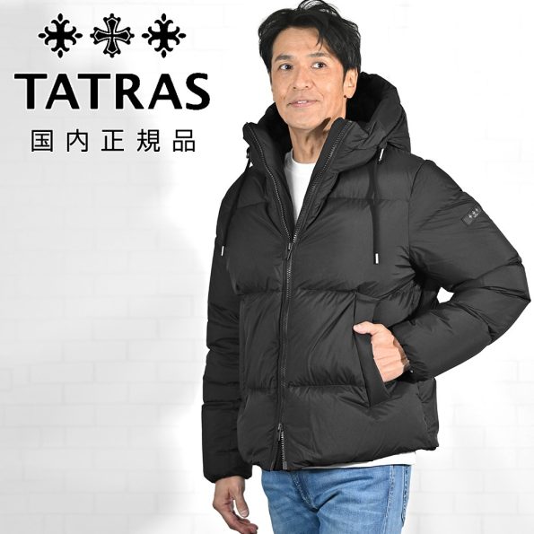 タトラス TATRAS ダウンジャケット メンズ フーディーダウンアウター ACATE アカテ マットナイロン ブラック 黒 オーバーサイズ 撥水加工 スタンドネック 国内正規品 オクテット名古屋