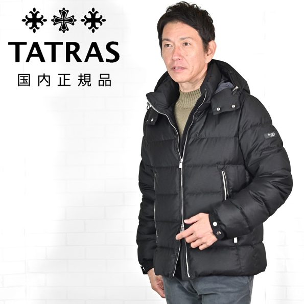 タトラス TATRAS ダウンジャケット メンズ ドミッツィアーノ DOMIZIANO ロロピアーナ社製ウールシルク生地 ブラック 黒 Rライン メタルパーツ スタンドネック型ダウンウェア 国内正規品 オクテット名古屋