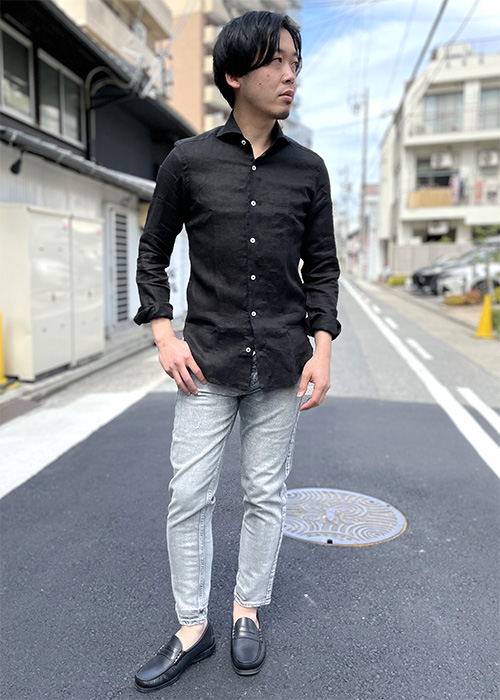ジャンネットブラックリネンシャツ