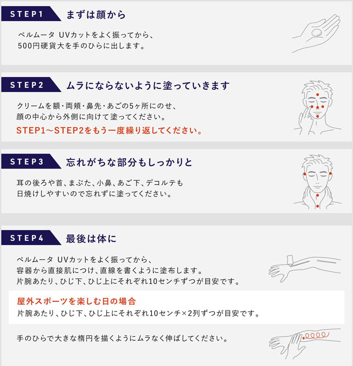 日焼け止めの塗り方