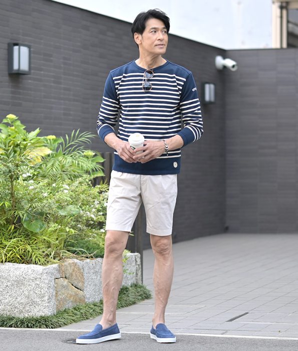 カネル ボーダー柄ニット ネイビー