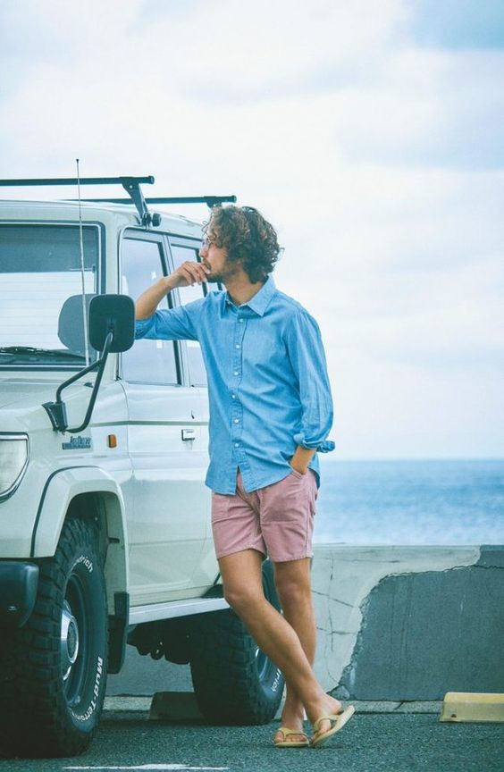 メンズシャツコーデ