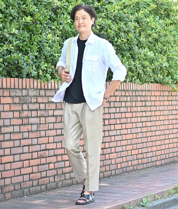 メンズシャツコーデ