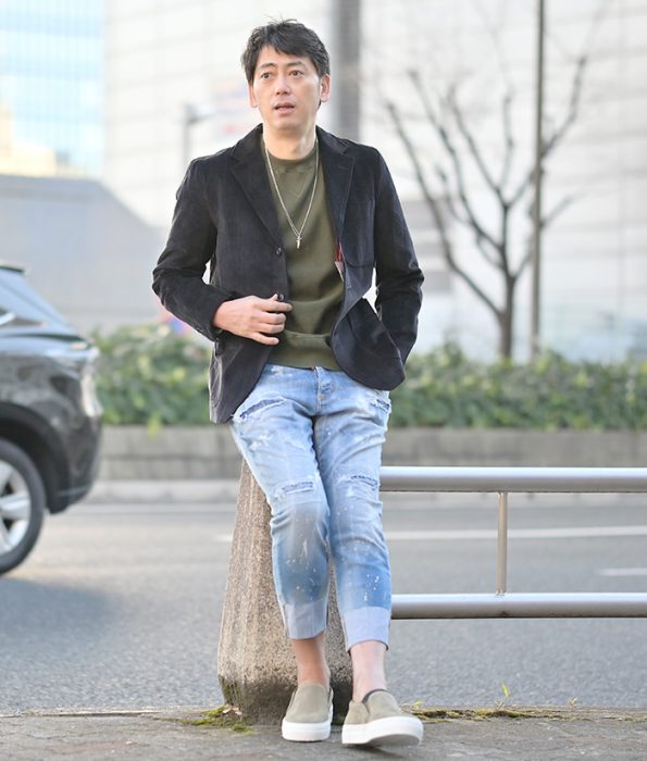 スリッポン　メンズコーデ