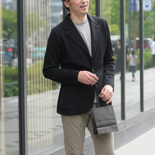 【シードリー】ラルディーニ　グレー ニットジャケット　エトレゴセット この一枚で上品な着こなしに！LARDINI（ラルディーニ）2Bニット