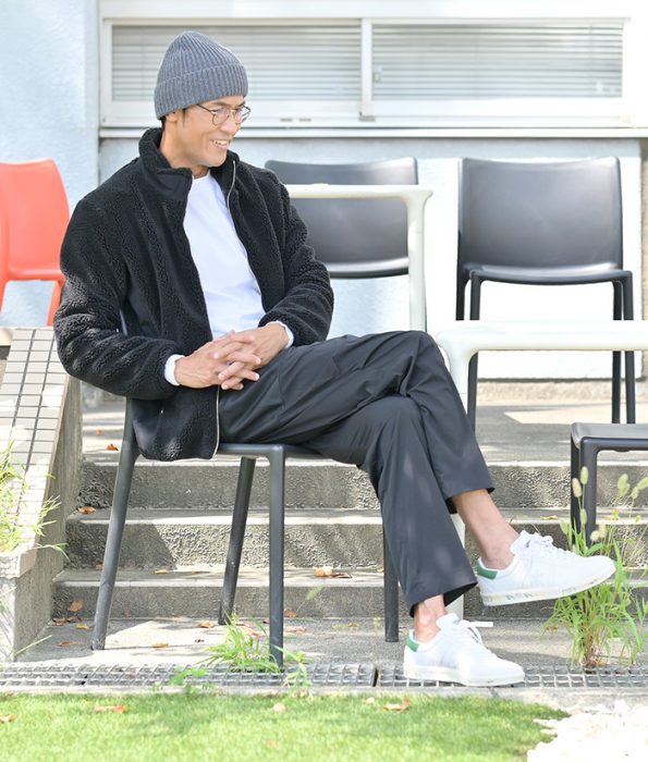 ボアブルゾン　コーデ