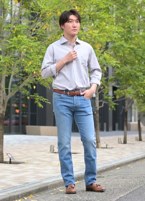 JACOB COHEN/ヤコブコーエンのブルーデニムを使ったコーディネート