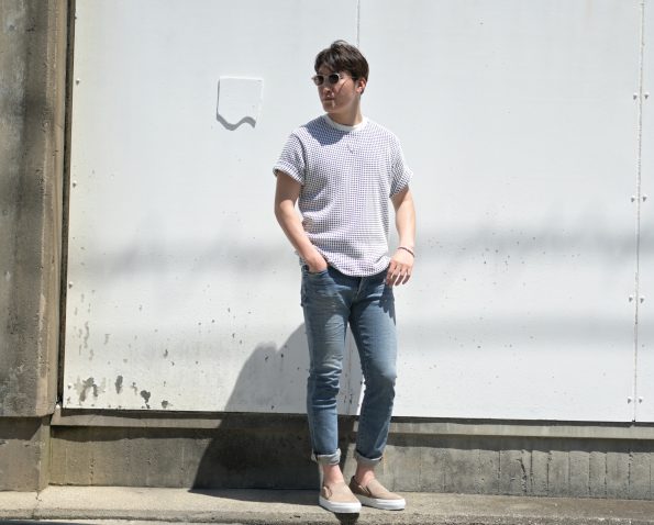 SEAGREEN/シーグリーン/半袖Tシャツ/ニットソー/ビッグワッフル/ロイヤル ホワイト×ブルー