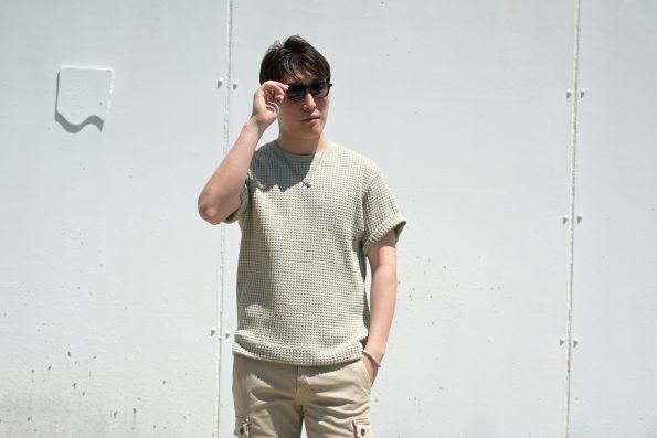 SEAGREEN/シーグリーン/半袖Tシャツ/ニットソー/ビッグワッフル/モスグリーン