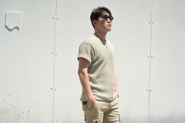 SEAGREEN/シーグリーン/半袖Tシャツ/ニットソー/ビッグワッフル/モスグリーン