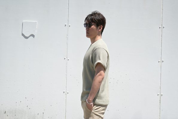 SEAGREEN/シーグリーン/半袖Tシャツ/ニットソー/ビッグワッフル/モスグリーン