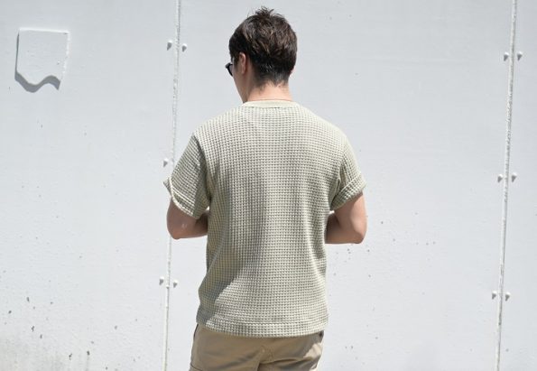 SEAGREEN/シーグリーン/半袖Tシャツ/ニットソー/ビッグワッフル/モスグリーン