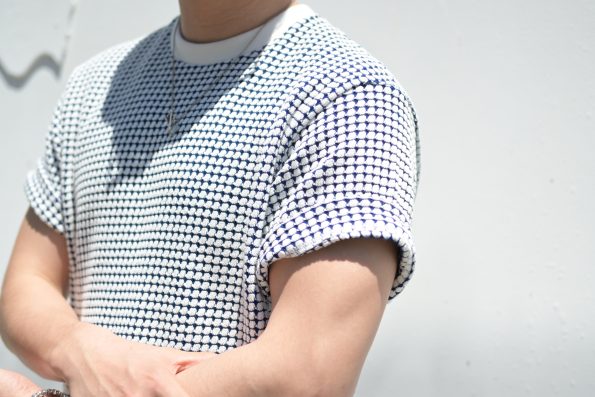 SEAGREEN/シーグリーン/半袖Tシャツ/ニットソー/ビッグワッフル/ロイヤル ホワイト×ブルー