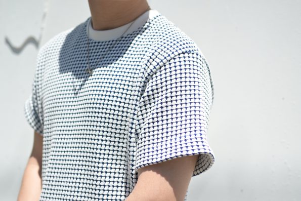 SEAGREEN/シーグリーン/半袖Tシャツ/ニットソー/ビッグワッフル/ロイヤル ホワイト×ブルー