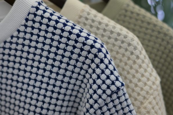 SEAGREEN/シーグリーン/半袖Tシャツ/ニットソー/ビッグワッフル/ロイヤル ホワイト×ブルー