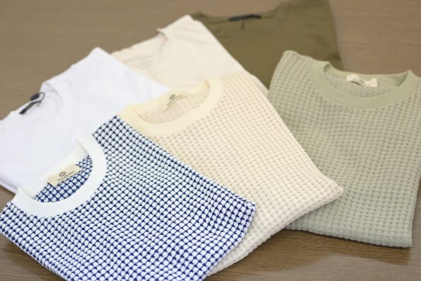 SEAGREEN/シーグリーン/半袖Tシャツ/ニットソー/ビッグワッフル/ロイヤル ホワイト×ブルー