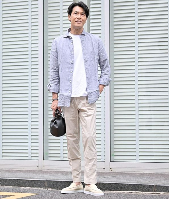 ジャンネット/GIANNETTOのリネンシャツを使ったメンズコーデ