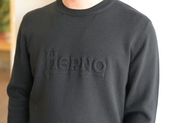 HERNO/ヘルノ /クルーネックニット /ウールコットン/ブラック