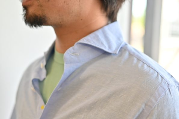 GIANNETTO/ジャンネット/長袖カジュアルシャツ/リネンコットン生地/ライトブルー/