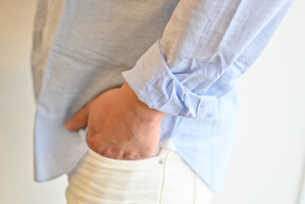 GIANNETTO/ジャンネット/長袖カジュアルシャツ/リネンコットン生地/ライトブルー