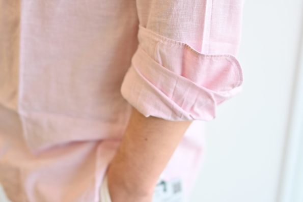 GIANNETTO/ジャンネット/長袖カジュアルシャツ/リネンコットン生地/ウォッシュピンク