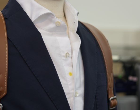 ジャンネット GIANNETTO 長袖カジュアルシャツ メンズ リネンコットン生地 ホワイト 白 ホリゾンタル襟