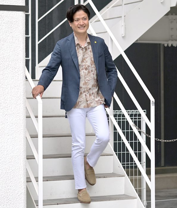 ジャンネット/GIANNETTOの半袖開襟シャツ、MARACAIBO/マラカイボ、オープンカラーの着こなし