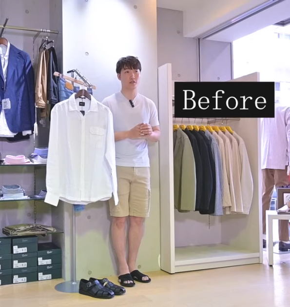 白無地Tシャツとハーフパンツを組み合わせたシンプルスタイル