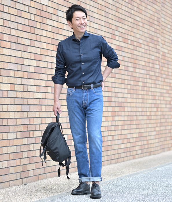 40代50代 パラブーツ シャンボードのメンズコーデ