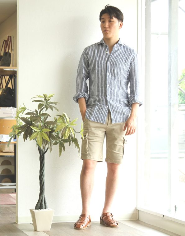 REPLAY/リプレイ カーゴショーツ メンズ ストレッチハーフパンツ HYPERFLEX X.L.I.T.E. ハイパーフレックス ベージュ VANNIE レギュラーフィット コットンツイル生地