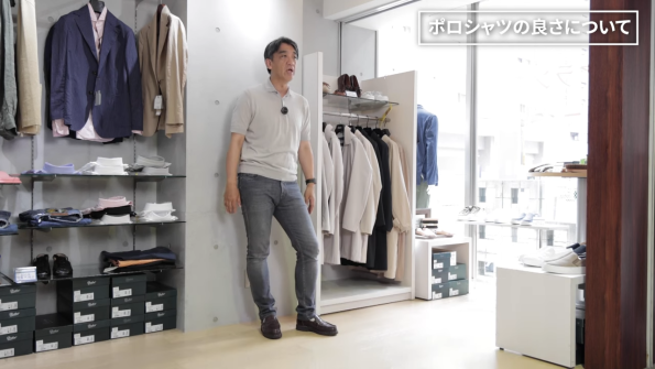 FILIPPO DE LAURENTIIS / フィリッポ・デ・ローレンティス のニットポロを使ったバランスの良いサイズ感での大人コーデ 