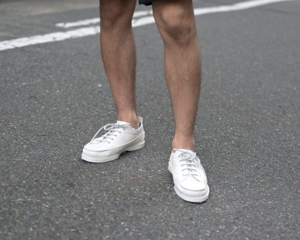 パラブーツのレザースニーカーとハーフパンツを合わせたコーデ紹介