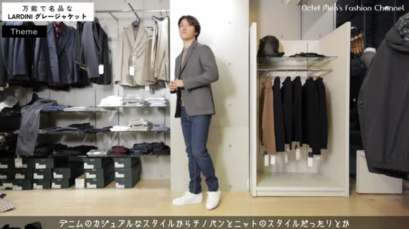 LARDINI / ラルディーニのウールホップサックジャケットを使った大人ハンサムなデニムスタイル