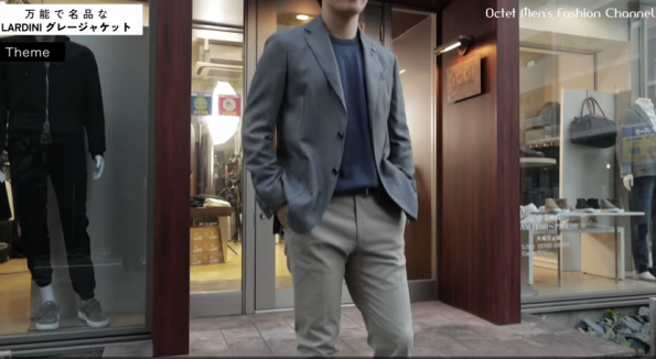 厚手のニットとの相性も抜群な LARDINI / ラルディーニのウールホップサックジャケットを使った大人のクラシカルな秋冬の着こなし