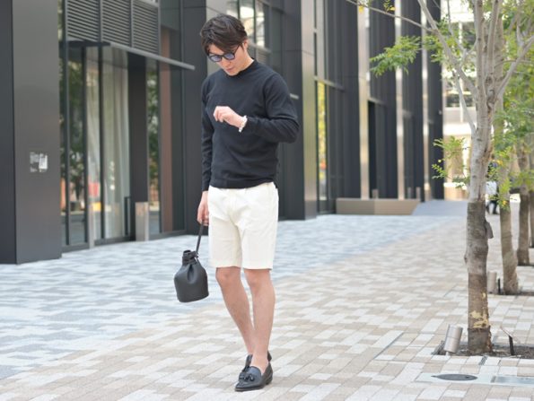 30代40代50代 ホワイトハーフパンツの 着こなし方