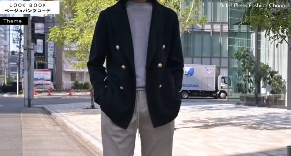 BRIGLIA 1949 / ブリリア のベージュカラーイージードレスパンツを使ったエレガントなジャケットコーデ