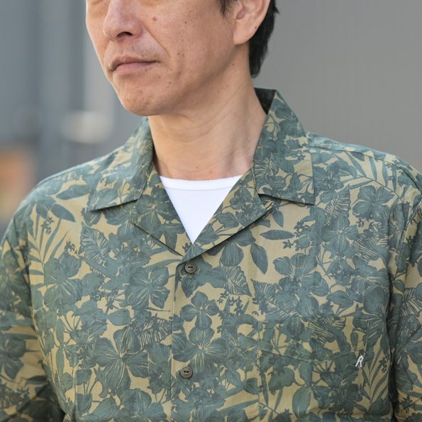 REPLAY リプレイ リネンシャツ 開襟シャツ 半袖シャツ ボタニカル柄 首回りがサッパリ