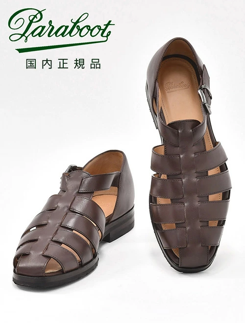 FILIPPO DE LAURENTIIS / フィリッポ・デ・ローレンティスのブラウンサマーニットと色合いを統一したParaboot / パラブーツのグルカサンダル