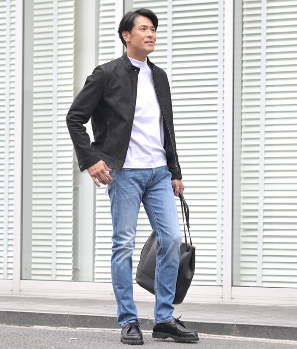 エンメティ　レザージャケット　ヌバック　黒