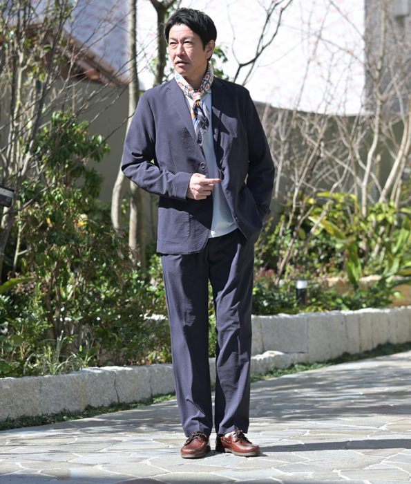 ヘルノ HERNO シアサッカー セットアップ メンズ 春夏コーデ　40代50代