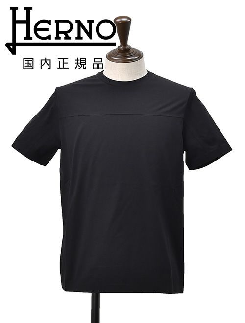 ヘルノ　ブラック　半袖Tシャツ　コットンジャージー