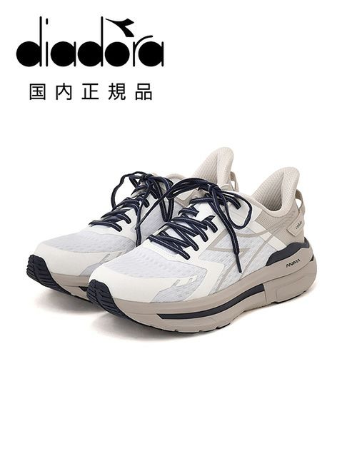 ディアドラ　ランニングスニーカー　レースアップシューズ　厚底ソール　ホワイト　ナイロンメッシュ　ACTIVEコレクション