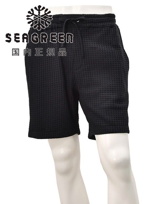 シーグリーン　イージーショーツ　ハーフパンツ　ビッグワッフル　黒　ブラック　オニワッフル