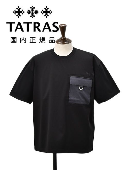 タトラス　半袖　Tシャツ　クルーネックカットソー　ブラック　黒　コットン