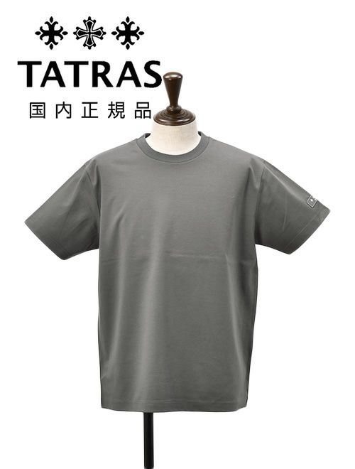 タトラス　半袖　Tシャツ　チャコールグレー　クルーネックカットソー　スムースコットン　リラックスシルエット