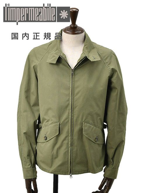 リンペルメアビレ　長袖　スタンドカラーブルゾン　ジップアップアウター　マットコットン生地　オリーブ　ラグランスリーブ