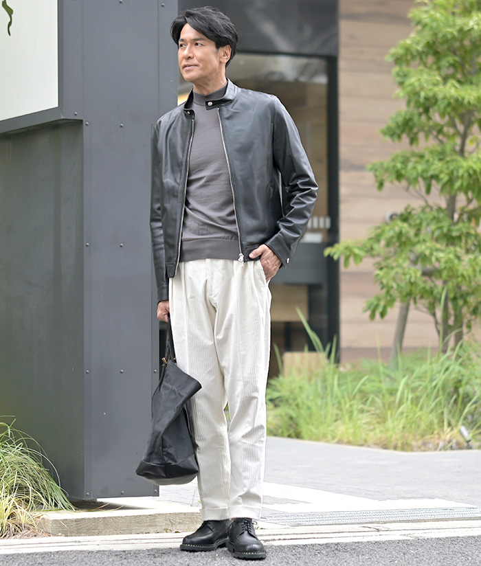無骨さと品格を両立した、大人のレザースタイル