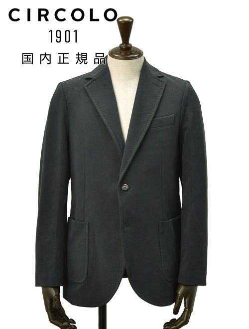 チルコロ　カジュアルジャケット　シングル　コットンジャージ　スリムシルエット　ブラックメランジ　黒