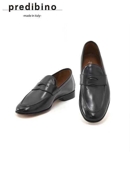 プレディビーノ　コインローファー　スリッポン　COMANO　カーフレザー　ブラック　レザーソール