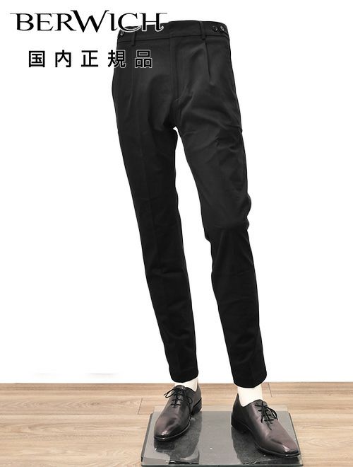 ベルウィッチ　チノスラックス　ベルト　ストレッチコットン　パンツ　ブラック　黒